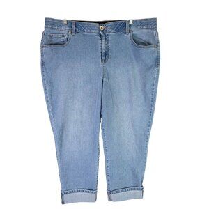 Womens Style & Co Capri Denim Blue Jeans Elastic Waist Cotton Blend Stretch 18W